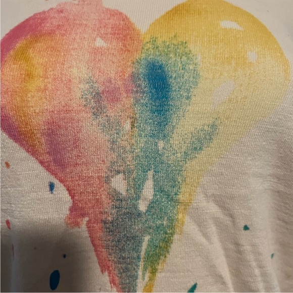 Lisa Todd Fluorescent Long Sleeve Top with Colorful Heart Size XS - Picture 2 of 4